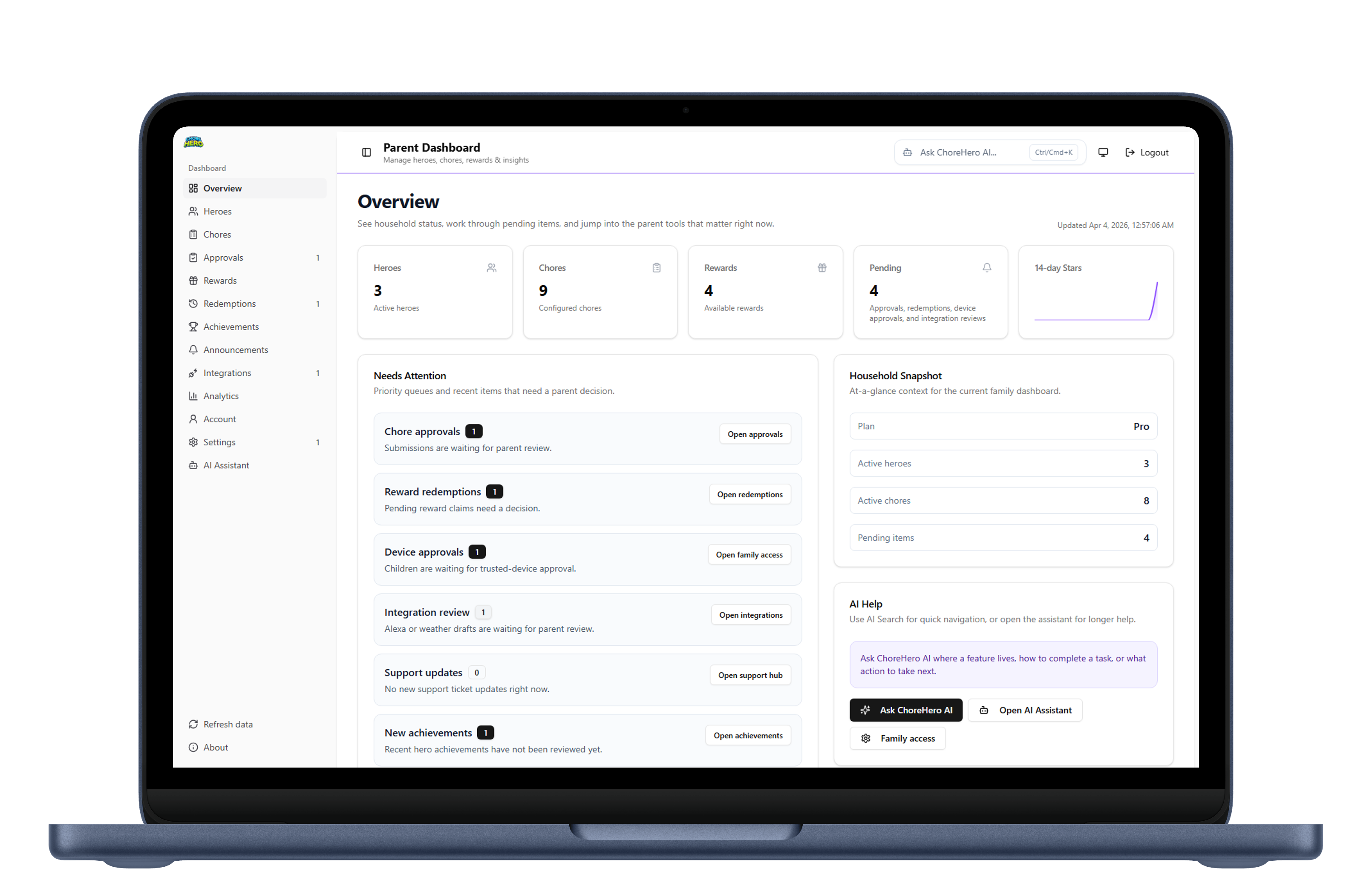 Parent dashboard overview